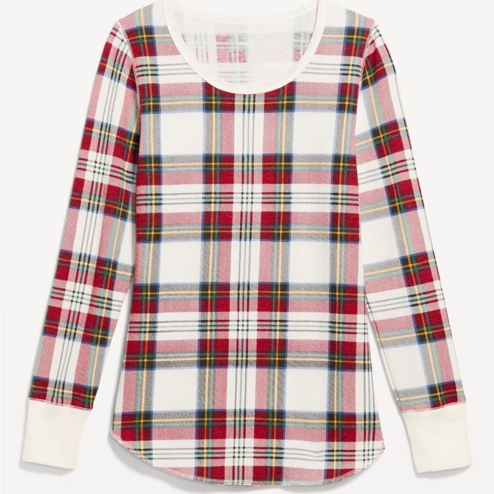 Tartan Plaid Thermal Knit Long Sleeve- TALL